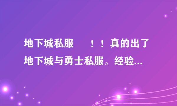 地下城私服  囧！！真的出了地下城与勇士私服。经验是国服10倍。无限PL,商