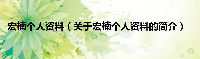宏楠个人资料（关于宏楠个人资料的简介）