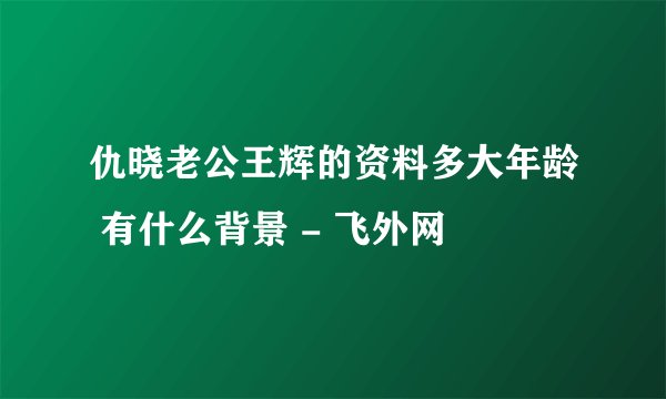 仇晓老公王辉的资料多大年龄 有什么背景 - 飞外网