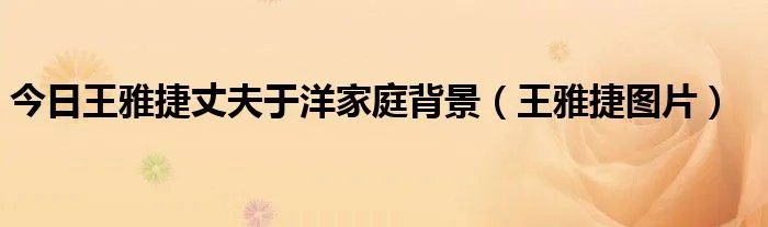 今日王雅捷丈夫于洋家庭背景（王雅捷图片）