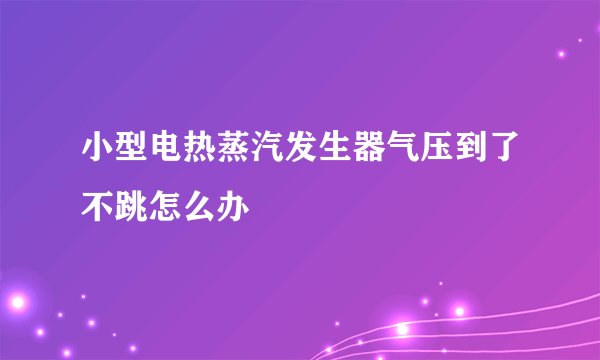 小型电热蒸汽发生器气压到了不跳怎么办