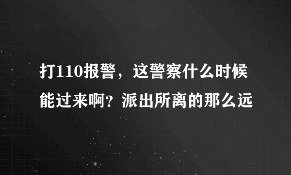 打110报警,这警察什么时候能过来啊?派出所离的那么远