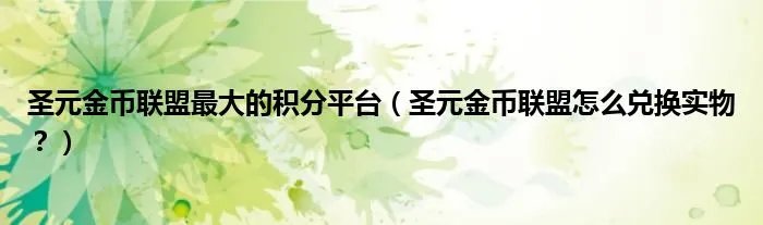 圣元金币联盟最大的积分平台(圣元金币联盟怎么兑换实物?)