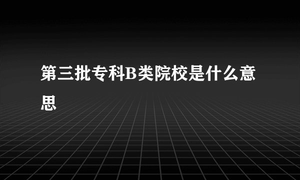 第三批专科B类院校是什么意思