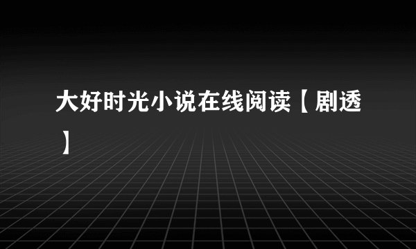 大好时光小说在线阅读【剧透】