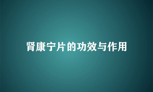 肾康宁片的功效与作用