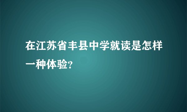 在江苏省丰县中学就读是怎样一种体验?