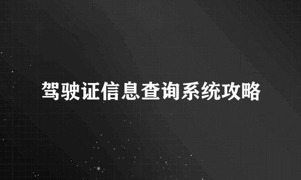 驾驶证信息查询系统攻略