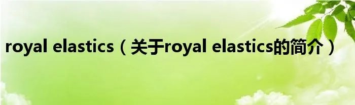 royal elastics（关于royal elastics的简介）