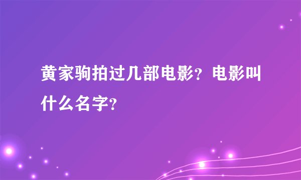 黄家驹拍过几部电影？电影叫什么名字？