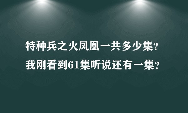 特种兵之火凤凰一共多少集?我刚看到61集听说还有一集?