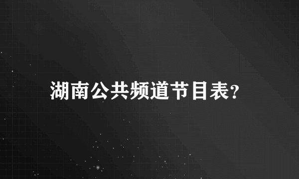 湖南公共频道节目表？
