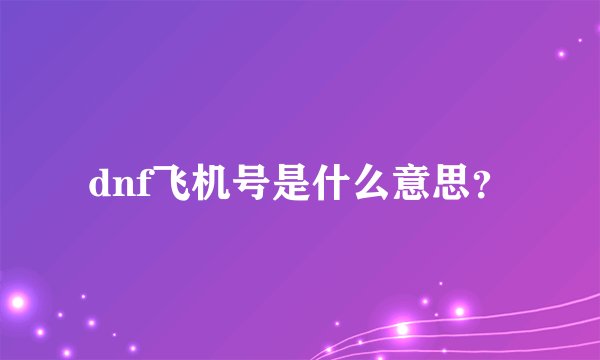 dnf飞机号是什么意思?