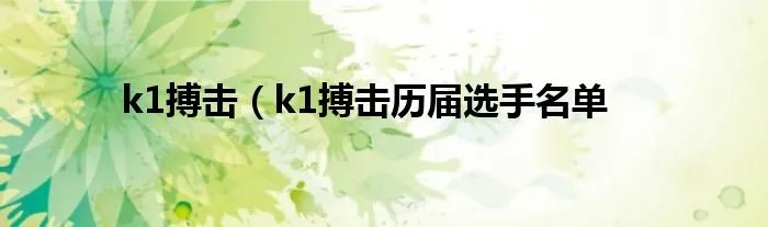k1搏击(k1搏击历届选手名单