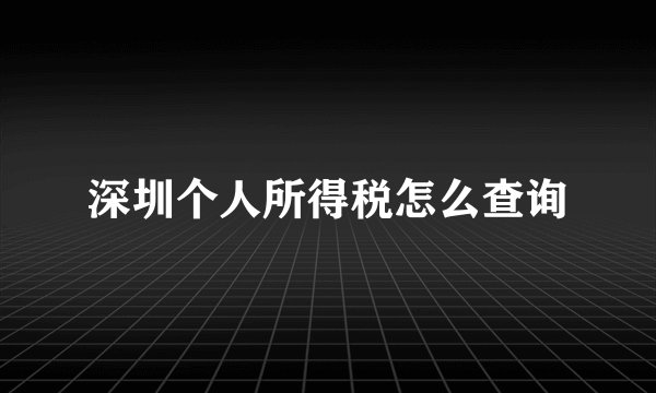 深圳个人所得税怎么查询