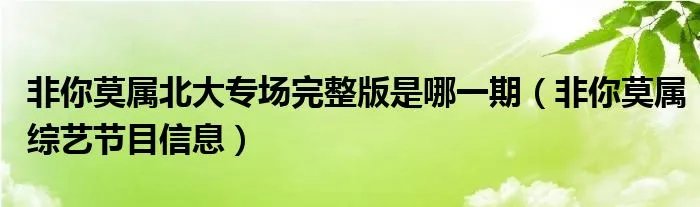 非你莫属北大专场完整版是哪一期（非你莫属综艺节目信息）