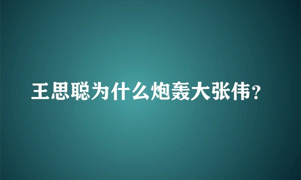 王思聪为什么炮轰大张伟？