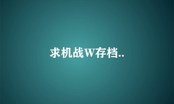 求机战W存档..