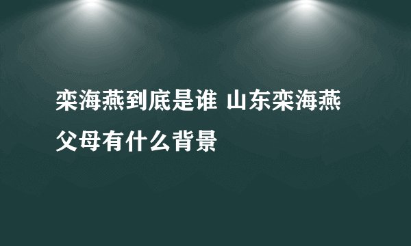 栾海燕到底是谁 山东栾海燕父母有什么背景