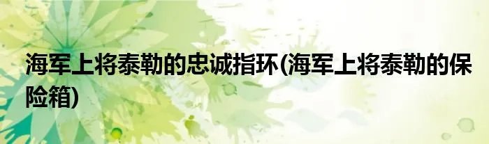 海军上将泰勒的忠诚指环(海军上将泰勒的保险箱)