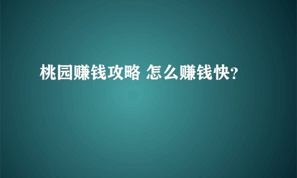 桃园赚钱攻略 怎么赚钱快？