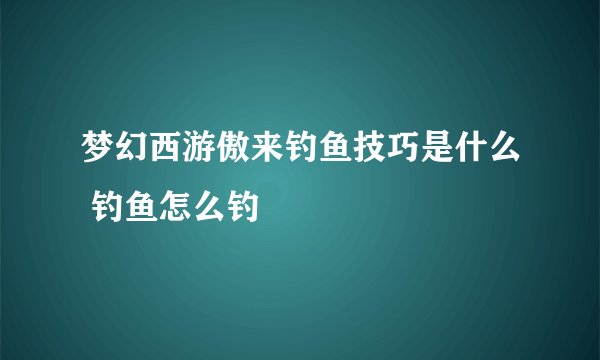梦幻西游傲来钓鱼技巧是什么 钓鱼怎么钓