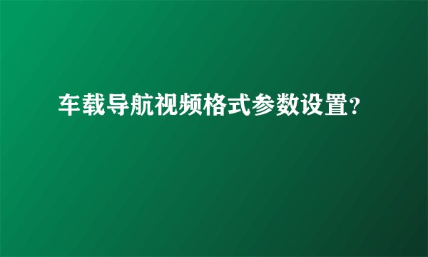 车载导航视频格式参数设置？