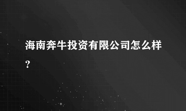 海南奔牛投资有限公司怎么样?
