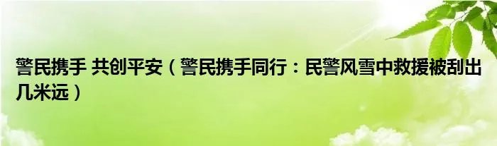 警民携手 共创平安（警民携手同行：民警风雪中救援被刮出几米远）
