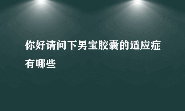 你好请问下男宝胶囊的适应症有哪些