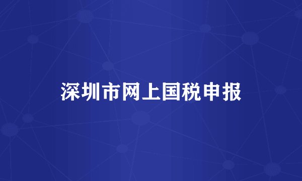 深圳市网上国税申报