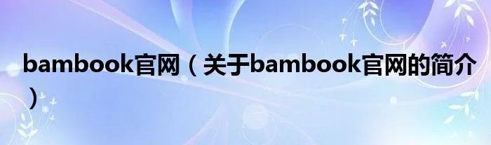bambook官网（关于bambook官网的简介）