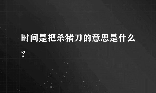 时间是把杀猪刀的意思是什么？