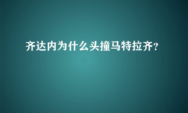 齐达内为什么头撞马特拉齐?