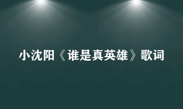 小沈阳《谁是真英雄》歌词
