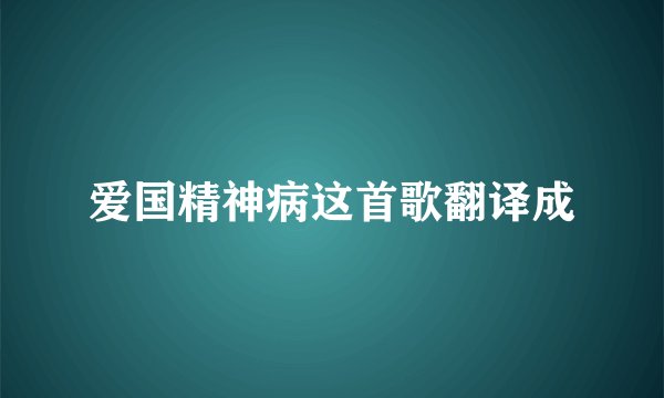 爱国精神病这首歌翻译成