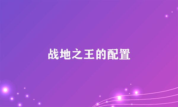 战地之王的配置