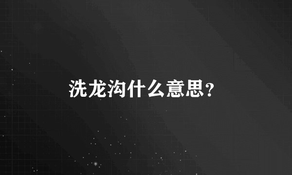 洗龙沟什么意思?