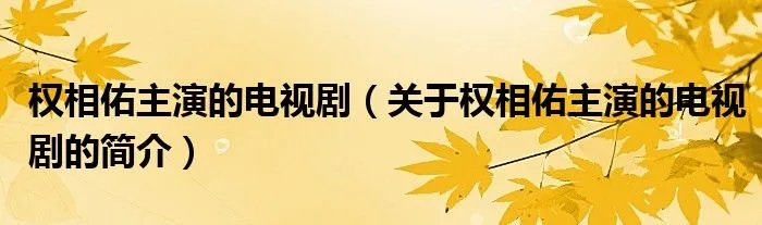 权相佑主演的电视剧（关于权相佑主演的电视剧的简介）