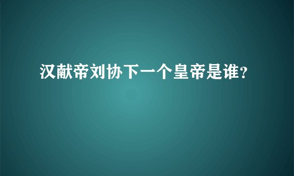 汉献帝刘协下一个皇帝是谁？
