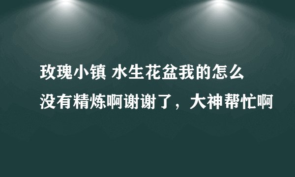 玫瑰小镇 水生花盆我的怎么没有精炼啊谢谢了,大神帮忙啊