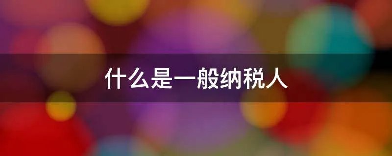 什么是一般纳税人