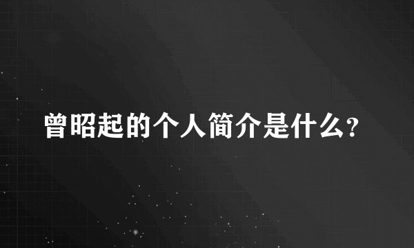 曾昭起的个人简介是什么？