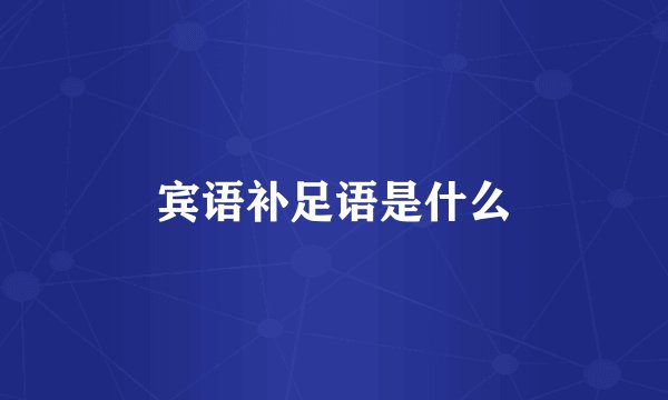 宾语补足语是什么