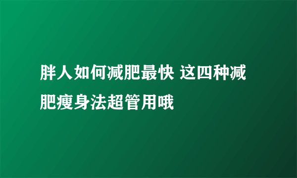 胖人如何减肥最快 这四种减肥瘦身法超管用哦