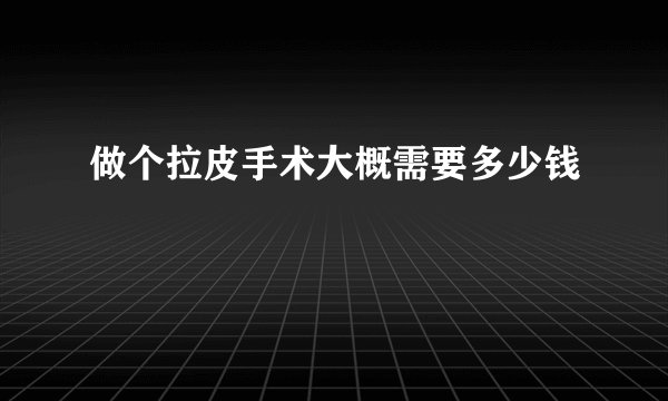 做个拉皮手术大概需要多少钱