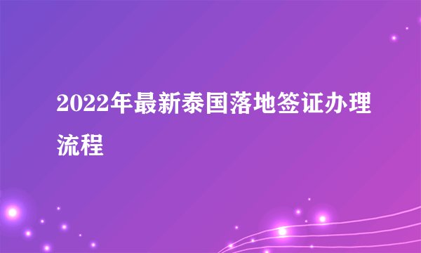 2022年最新泰国落地签证办理流程