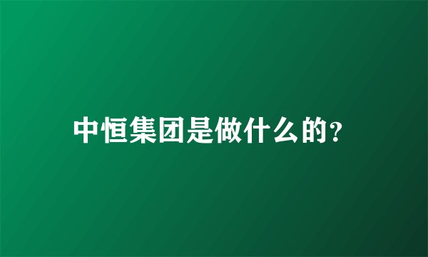 中恒集团是做什么的？