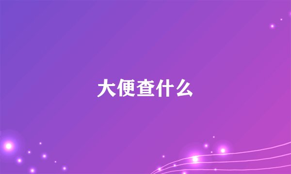 大便查什么