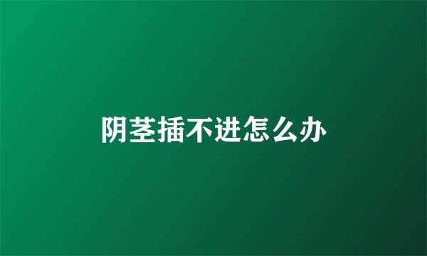 阴茎插不进怎么办
